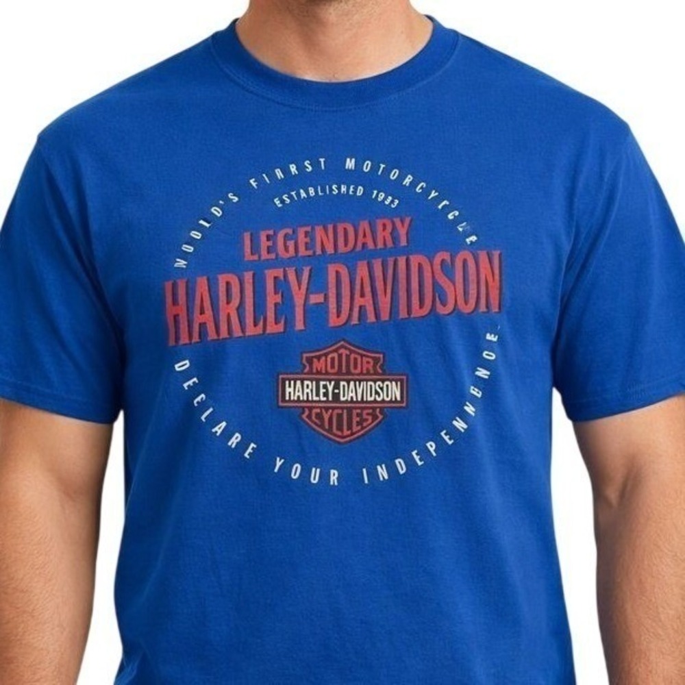 VTG Harley Davidson Shirt Mens 2XL‎ Made in USA Albuquerque NM Graphic Blue Tee